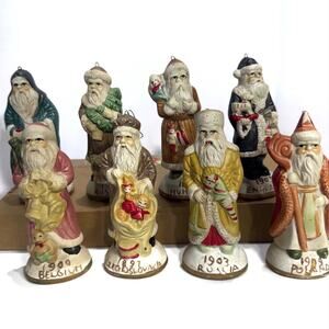 Vintage 1990s Hermitage Santas of the World Ornaments 8 Pc. Set of Santa Clauses